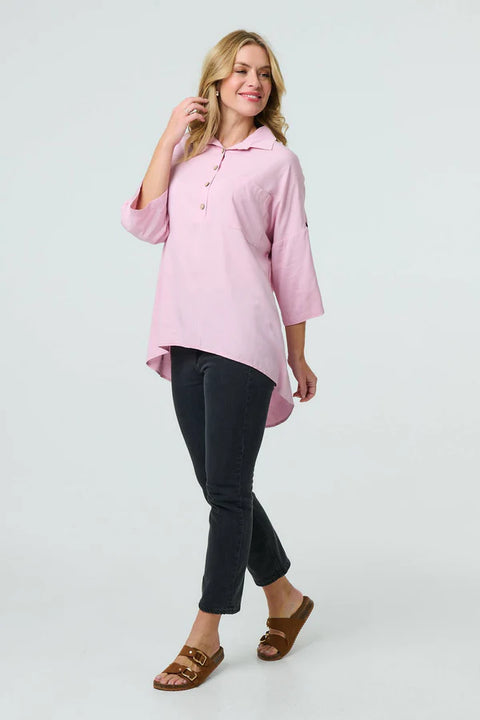 Shanna Button Detail Shirt Style Top