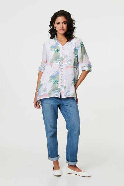 Lianna Abstract Print Double Layer Top