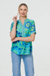 Kirsteen Retro Flower Shirt Style Top
