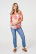 Kirsteen Retro Flower Shirt Style Top