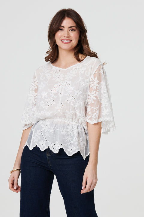 Janie Leaf Detail Lace Top