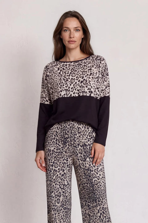 Molly Animal Print Panel Top