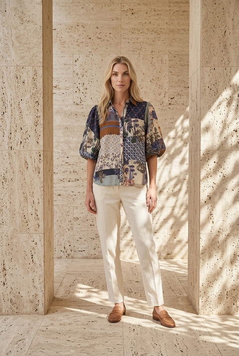 Alyssa Patchwork Print Shirt