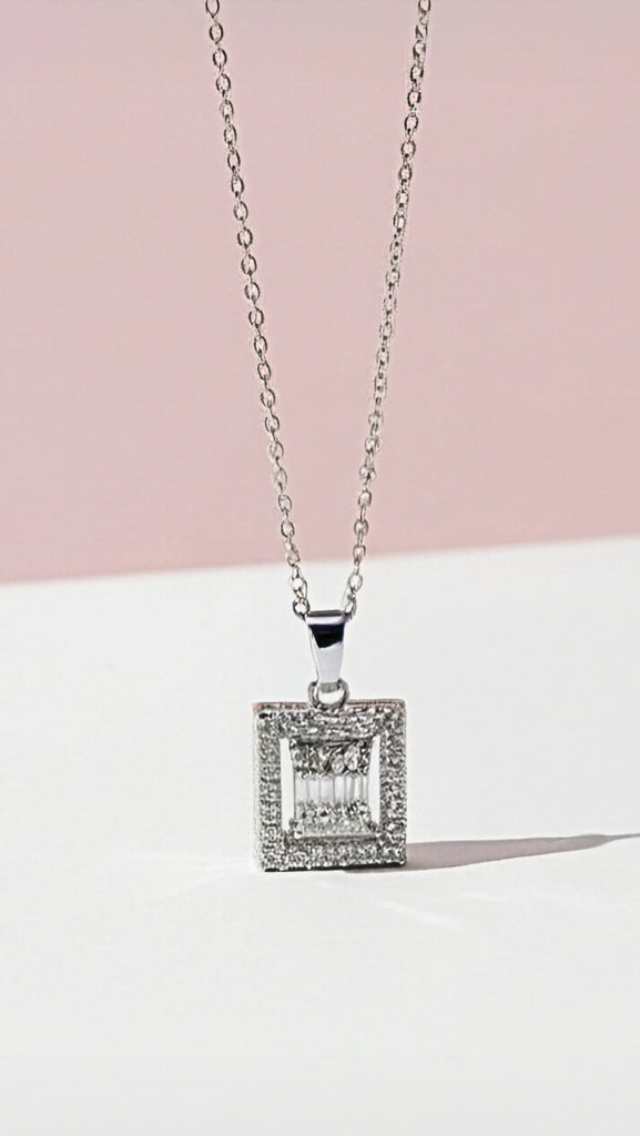 Livia Square Crystal Pendant Necklace