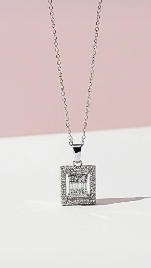 Livia Square Crystal Pendant Necklace