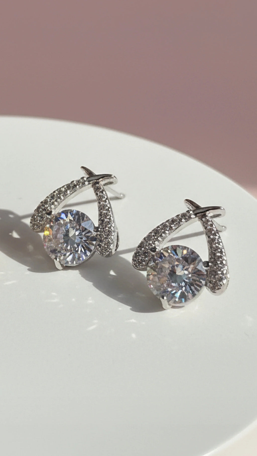 Marina Twisted Solitaire Crystal Stud Earrings