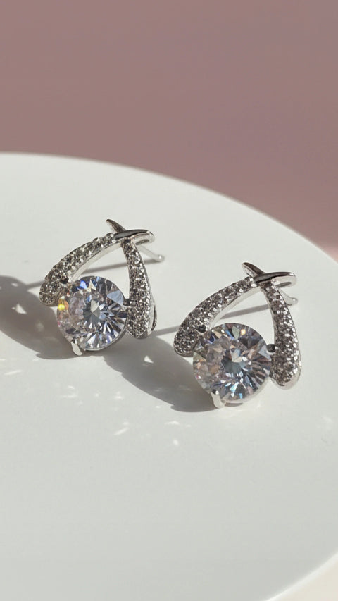 Marina Twisted Solitaire Crystal Stud Earrings