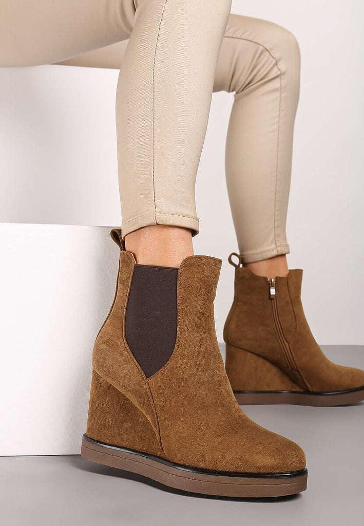 Leyla Suedette Wedge Heel Boots