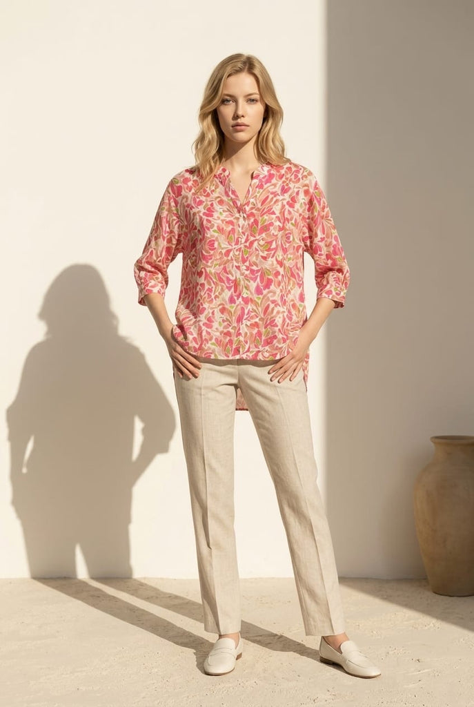 Jilly Abstract Leaf Print Shirt