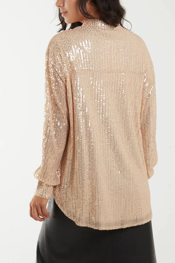 Rose gold sequin outlet blouse