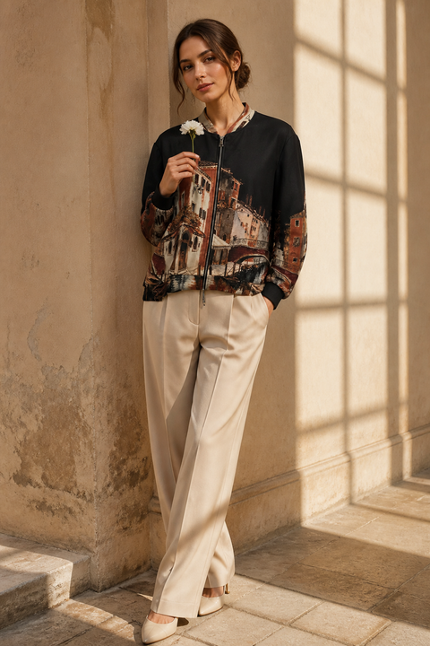 Venezia Statement Suedette Bomber Jacket