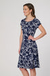 Eldora Frilled Hem Leaf Print Dress