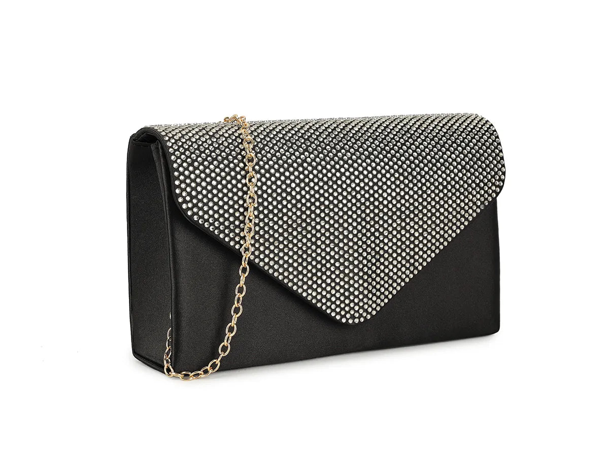Black and silver clutch bag best sale uk