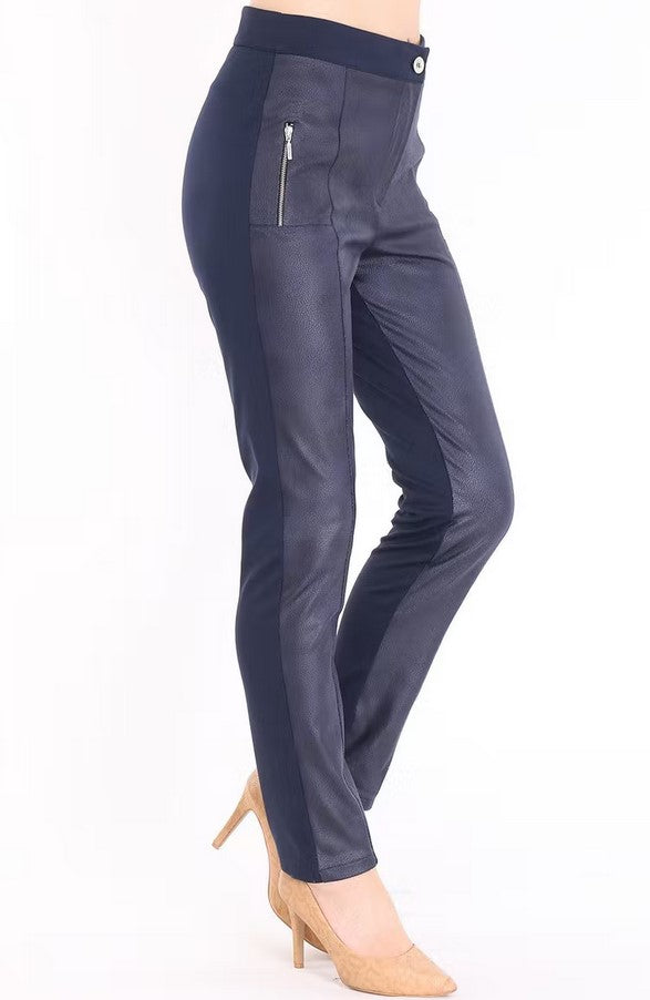 Basics and More Leather trousers  dark navydarkblue denim  Zalandoie