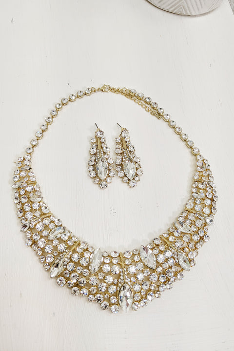 Elania Gemstone Necklace & Earrings Set